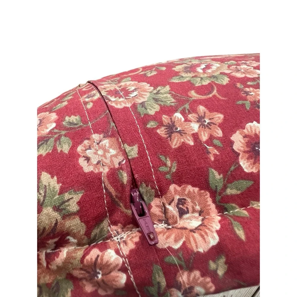 Set 2 Handmade Floral Throw Pillows Red Cottage Farmhouse 17